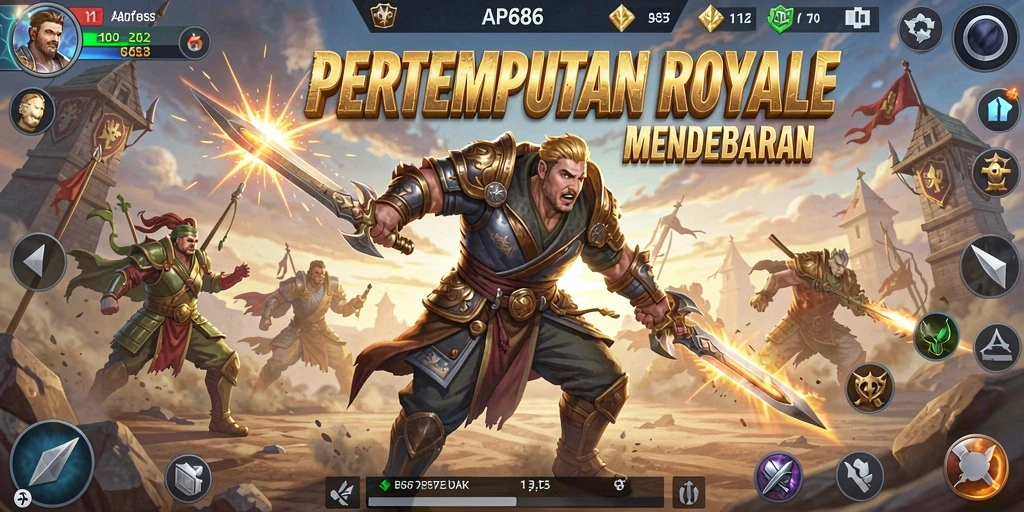 Screenshot AP686 menampilkan gameplay seru di arena Battle Royale.