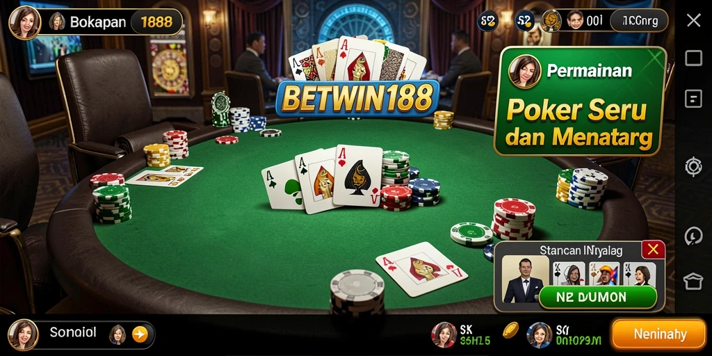 Screenshot menampilkan aksi seru gameplay Poker di BETWIN188.