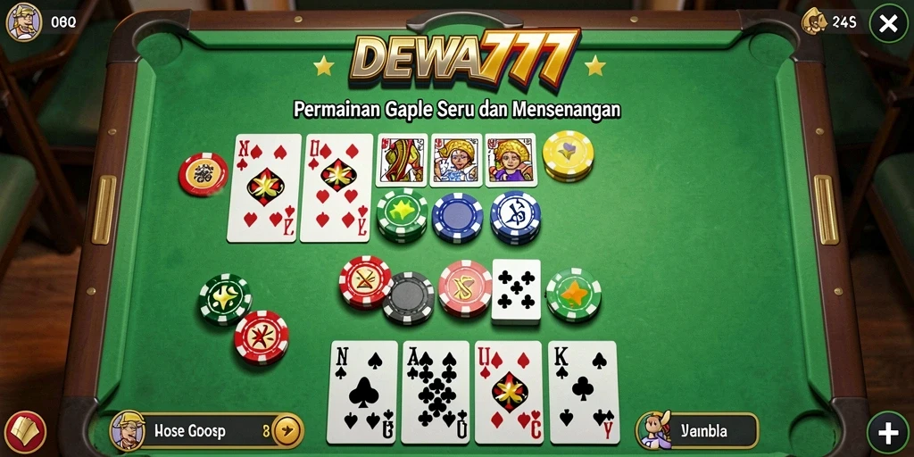 Screenshot gameplay DEWA777 yang menunjukkan suasana seru bermain Gaple.