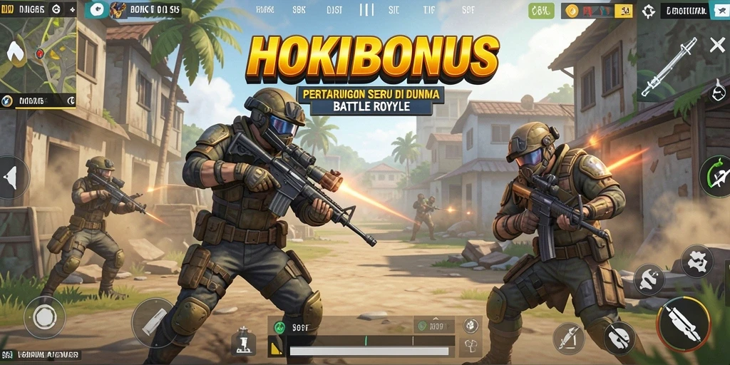 Tampilan gameplay seru HOKIBONUS dalam aksi Battle Royale.