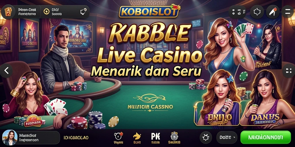 Screenshot utama KOBOISLOT menampilkan dealer live dalam permainan Casino yang menarik.