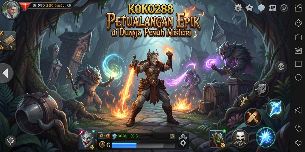 Tampilan gameplay menarik dari KOKO288 dengan karakter petualang.