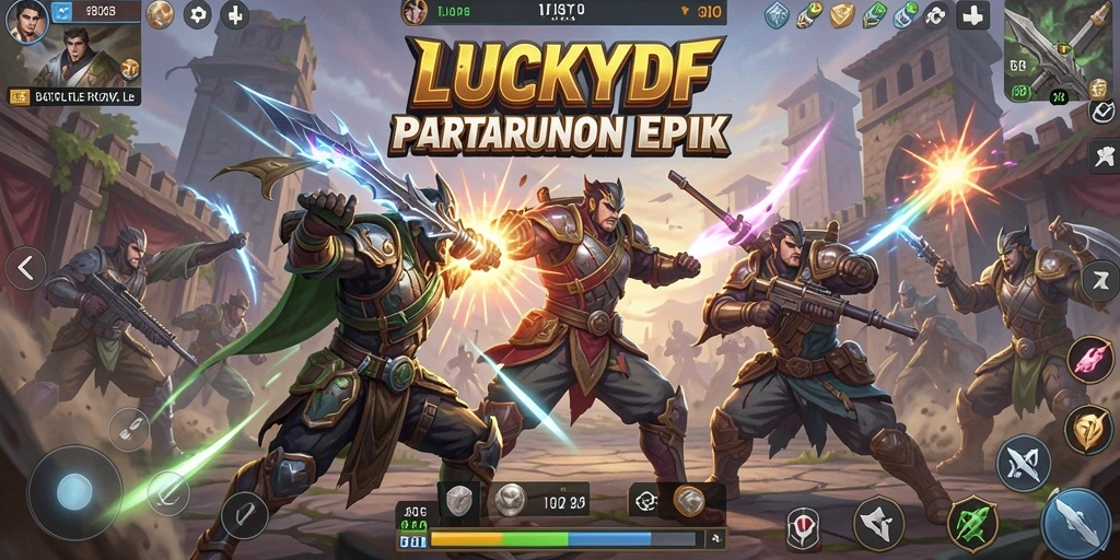 Tampilan gameplay mendebarkan LUCKYDF dalam pertarungan Battle Royale.