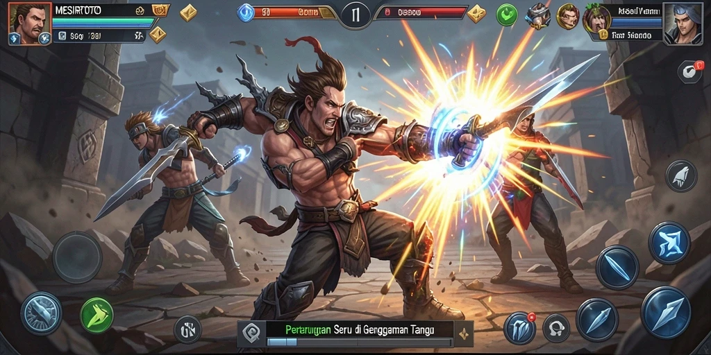 Screenshot gameplay MESIRTOTO yang menunjukkan aksi pertarungan seru.