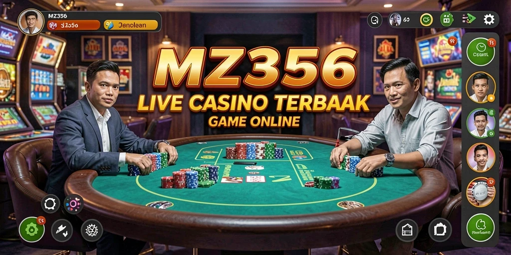 Screenshot MZ356 menampilkan gameplay Live Casino yang mendebarkan.