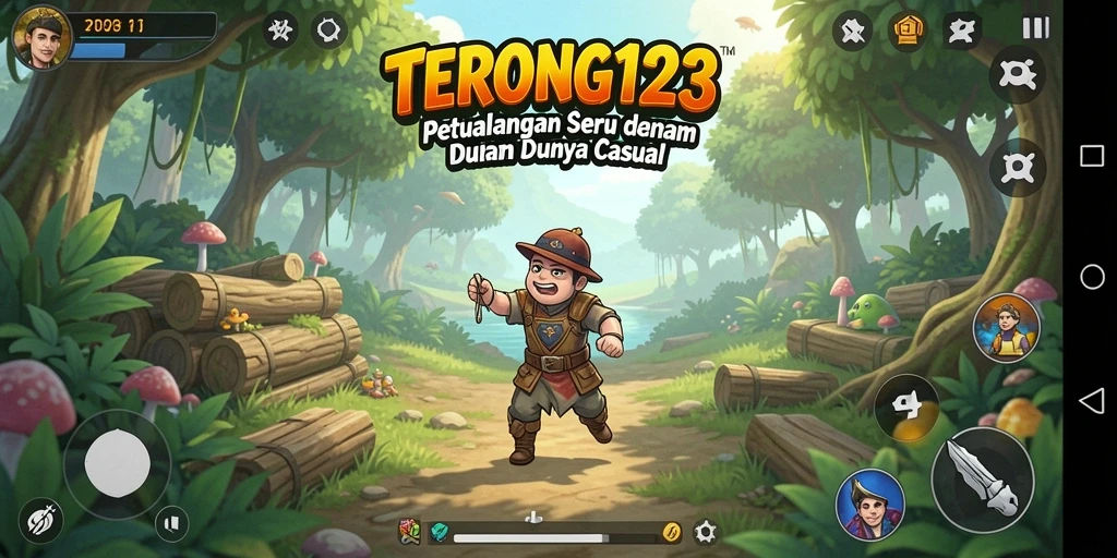 Screenshot gameplay menunjukkan aksi seru dan grafis cerah dalam TERONG123.