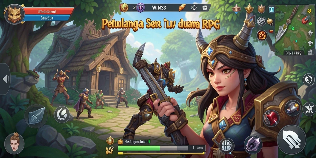 Screenshot gameplay WIN33 menunjukkan aksi mendebarkan di dunia fantasi.